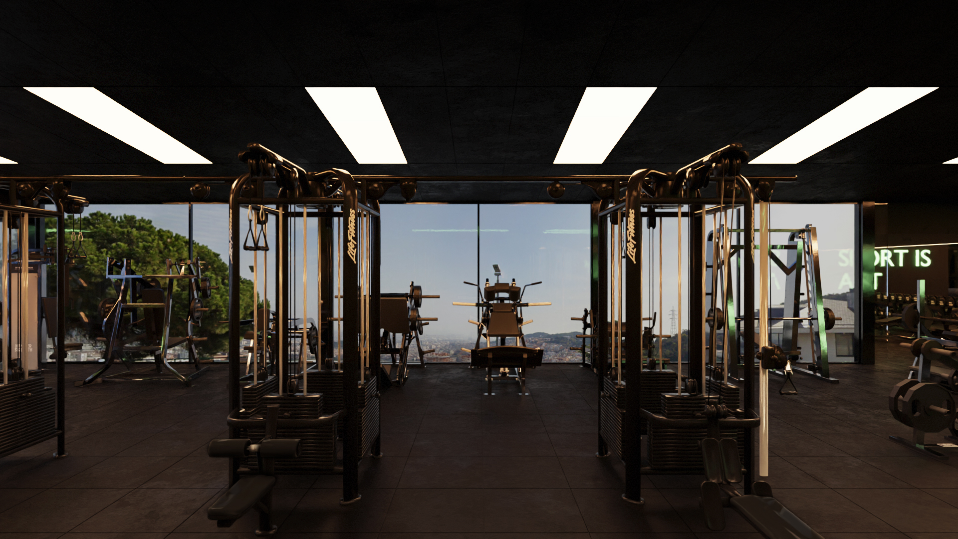 Gimnasio de Vall Parc con vistas a Barcelona